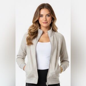 Mondetta Light Gray women’s fleece Zip-Up Hoodie Beige Size Small